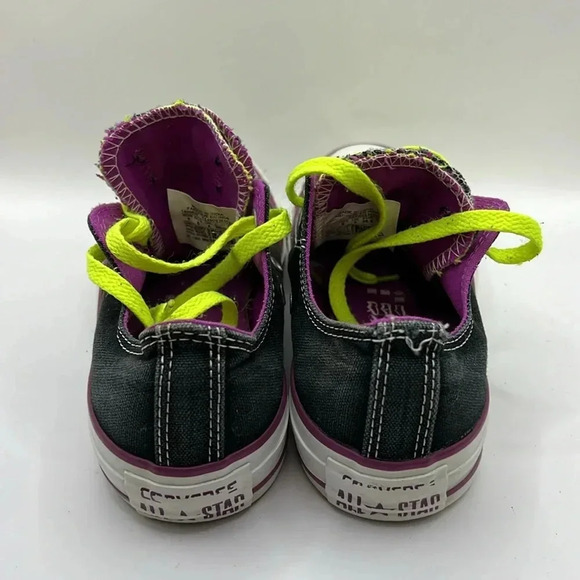 Converse women’s low top sneakers shoes black purple double tongue 6 140062F Y2K - Picture 2 of 10